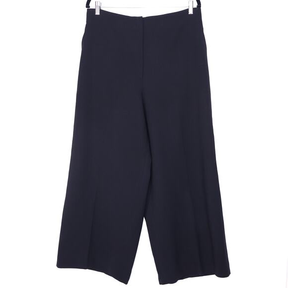 LAFAYETTE 148 Thames Wide Leg Trousers Black Woven Summer Wool Women's 16 - Picture 1 of 11